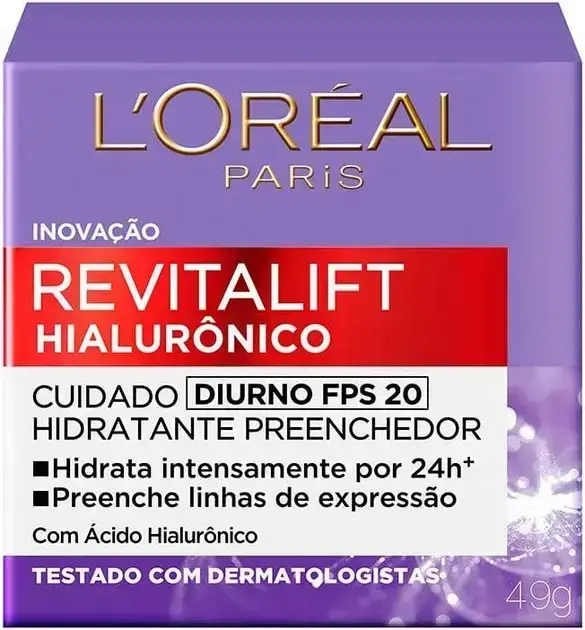 1. Creme Facial Anti-Idade Revitalift Hialurônico FPS 20 - L'Oréal Paris